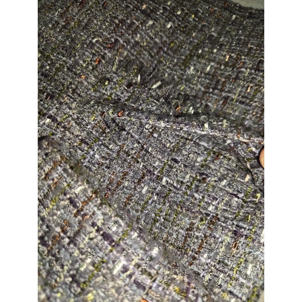 Coldwater Creek Shaped Purple Tweed Blazer Jacket Mock Neck Metallic Size 10